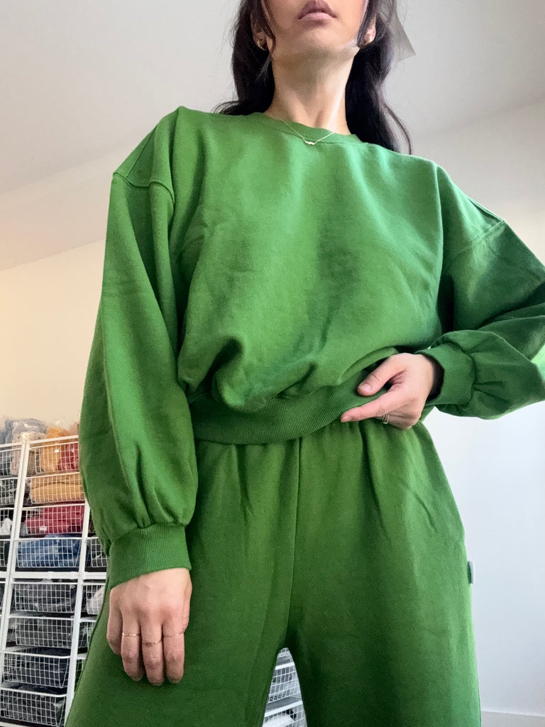 French Terry Balloon Pants, Avocado