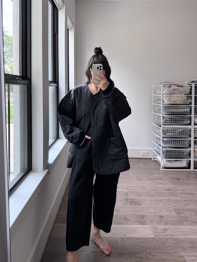 Black Twill Barrel Pants