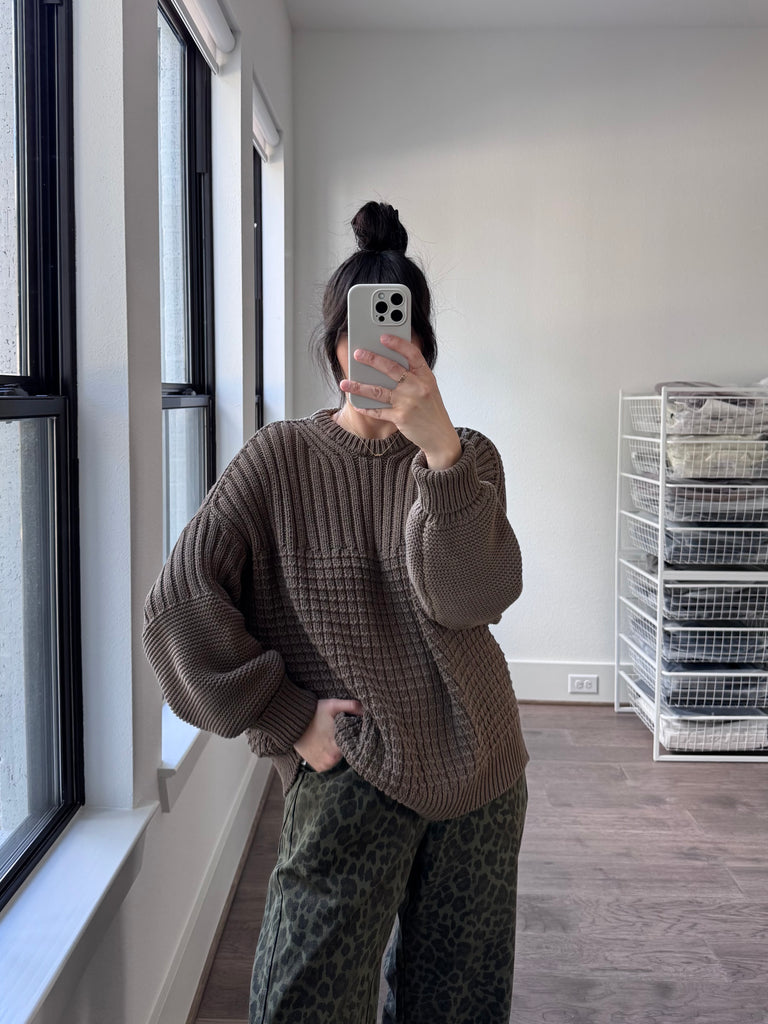 Delčia Cotton Sweater, Earth Brown