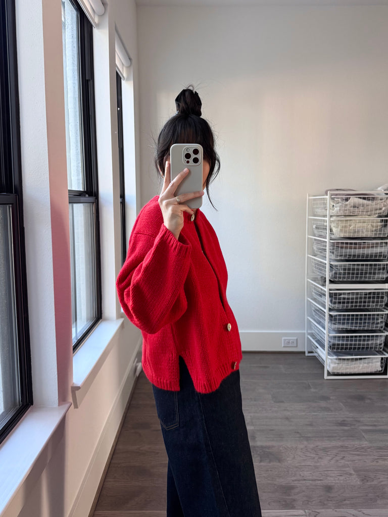 Sheba Cardigan Sweater, Habanero