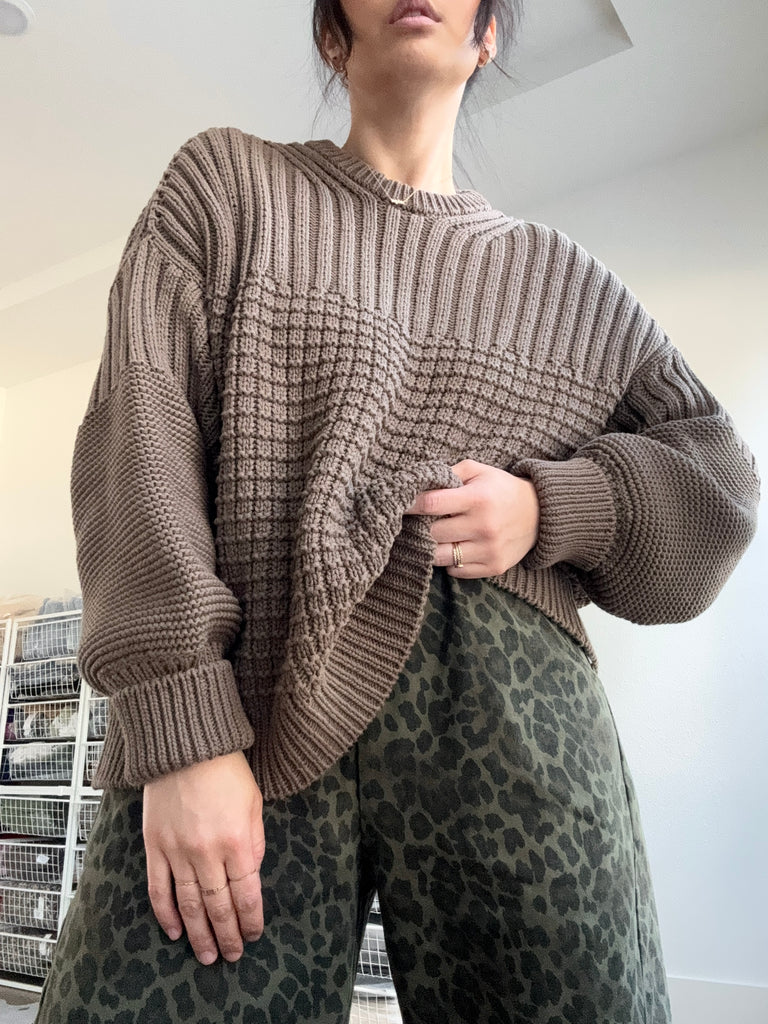 Delčia Cotton Sweater, Earth Brown
