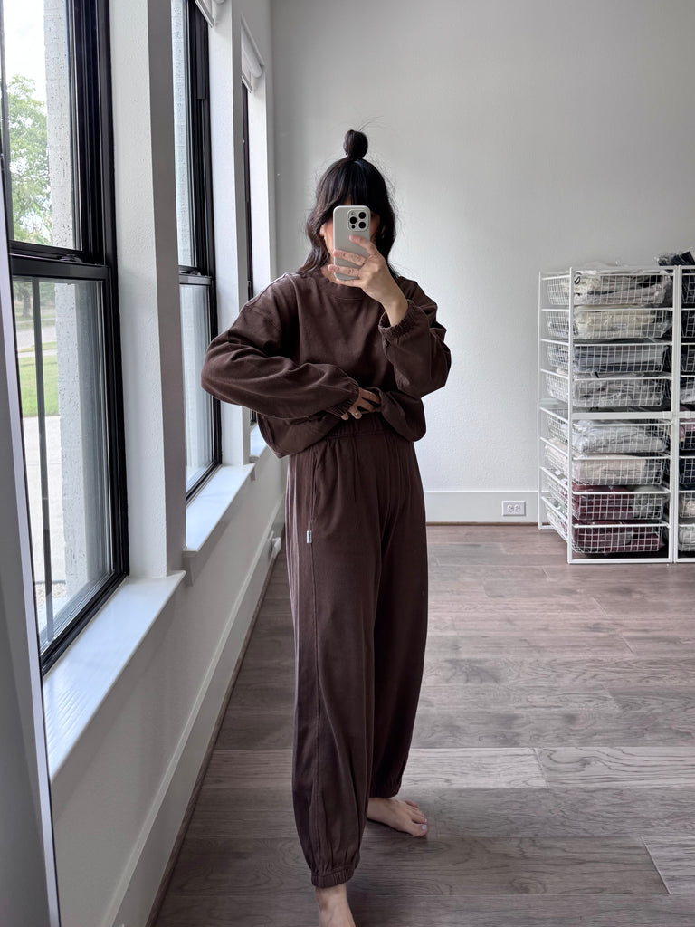 Pointelle Balloon Pants, Chocolate
