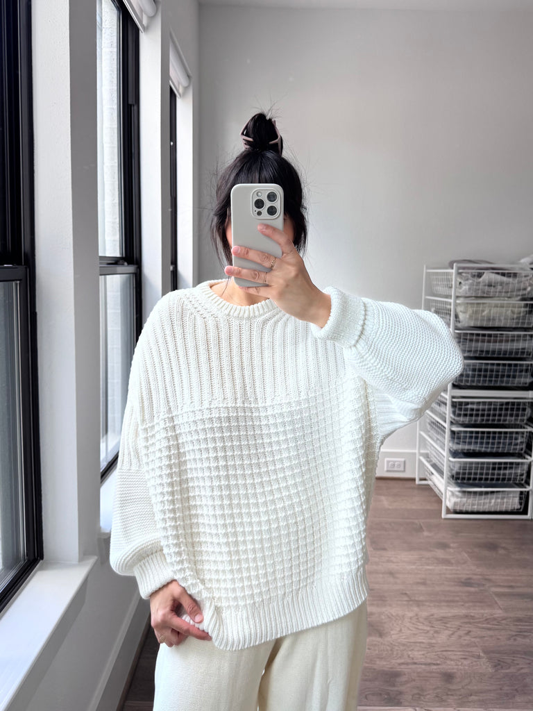 Delčia Cotton Sweater, Off White