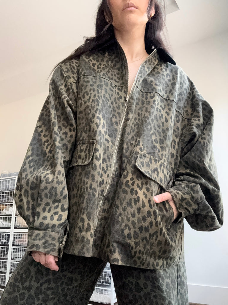 Genevieve Jacket, Olive Leopard