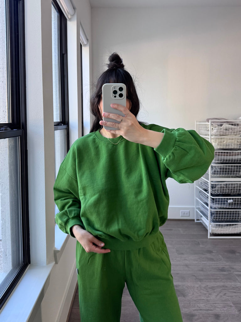 French Terry Balloon Pants, Avocado