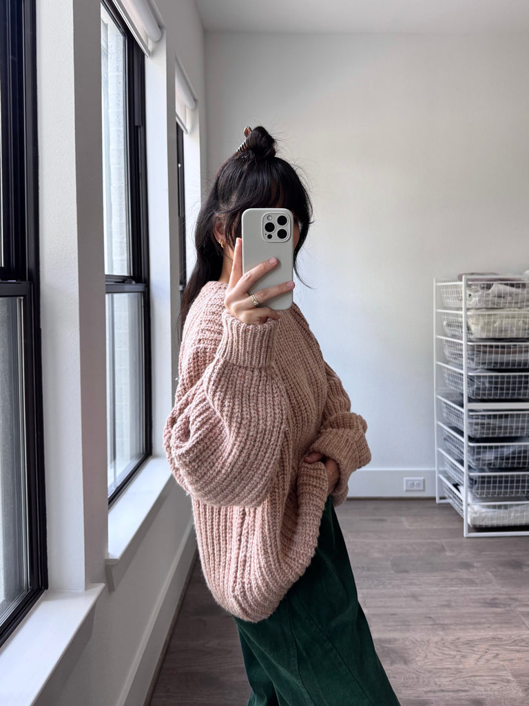 Chunky Lowe Pullover, Marled Strawberry