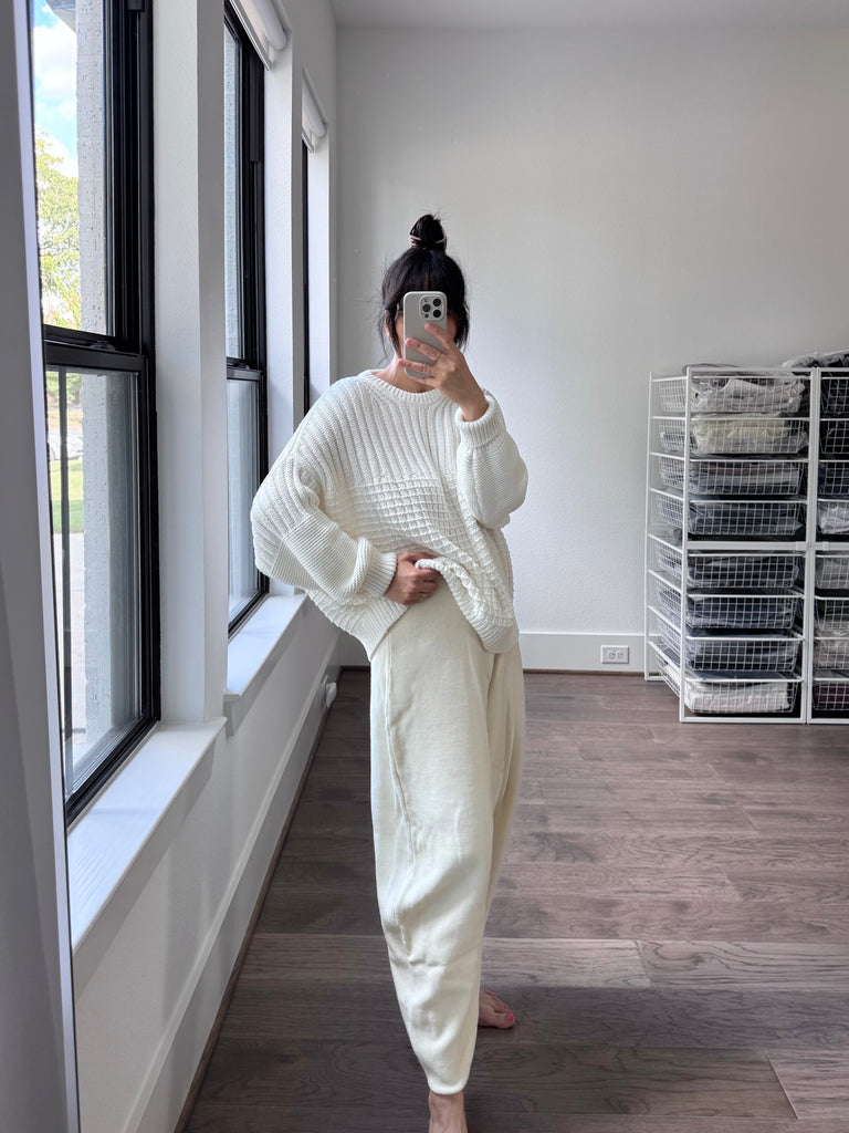 Delčia Cotton Sweater, Off White