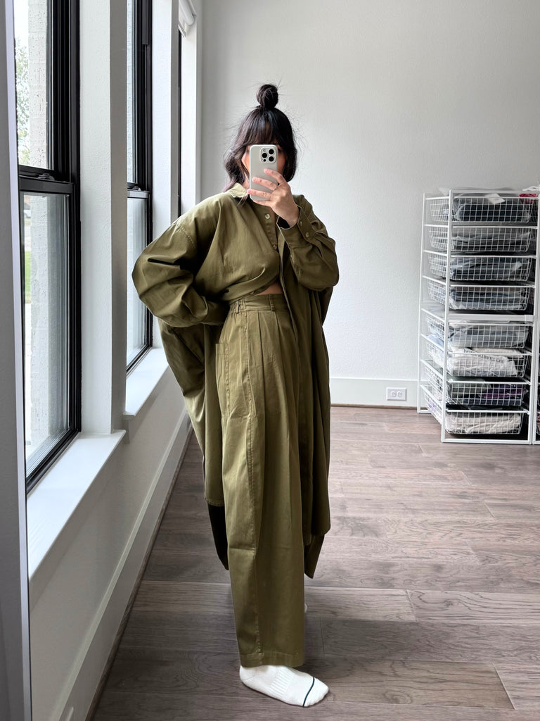 Kaftan Shirt Dress, Light Olive