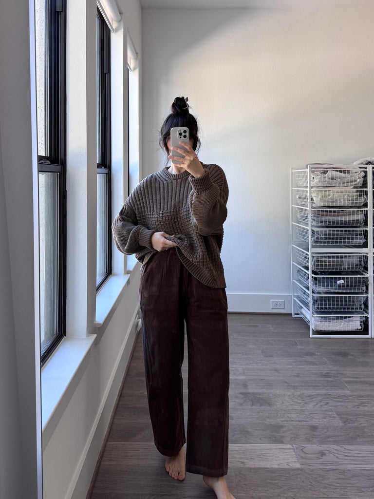 Delčia Cotton Sweater, Earth Brown