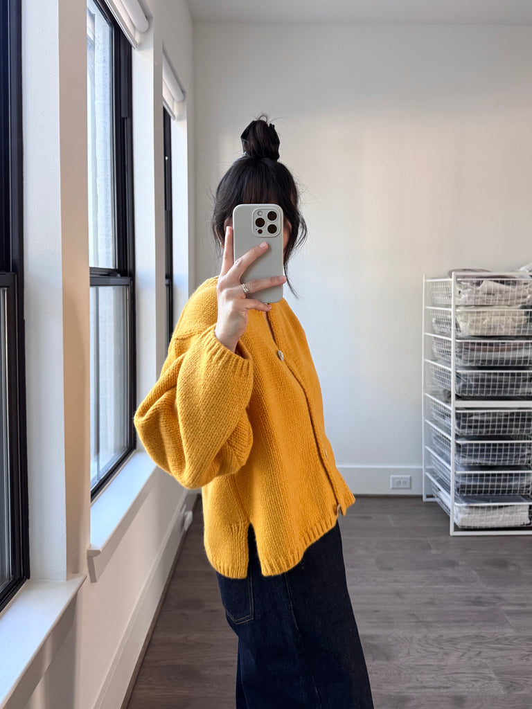 Sheba Cardigan Sweater, Dijon