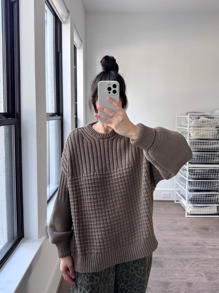 Delčia Cotton Sweater, Earth Brown