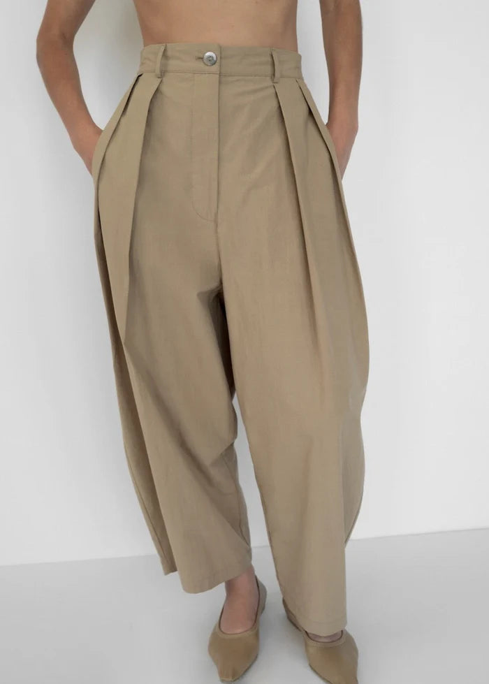 Voluminous Pleat Trouser, Khaki