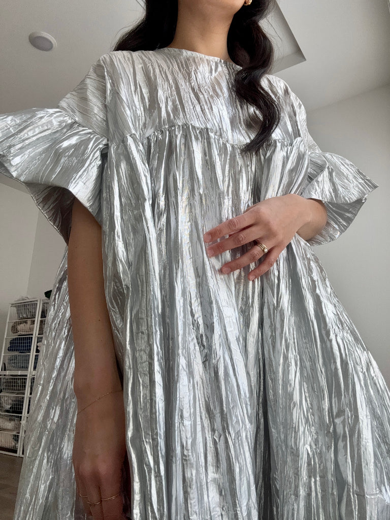 Mushroom Dress, Silver Metallic