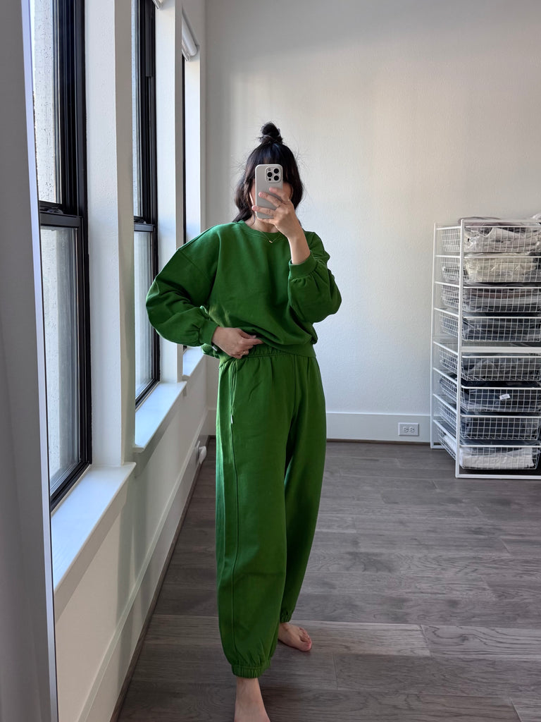 French Terry Balloon Pants, Avocado