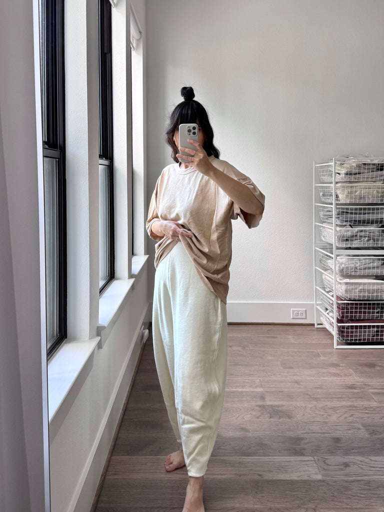 Elke Knit Volume Pant, Cream