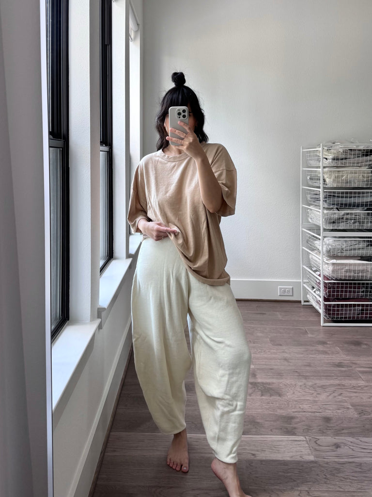Elke Knit Volume Pant, Cream
