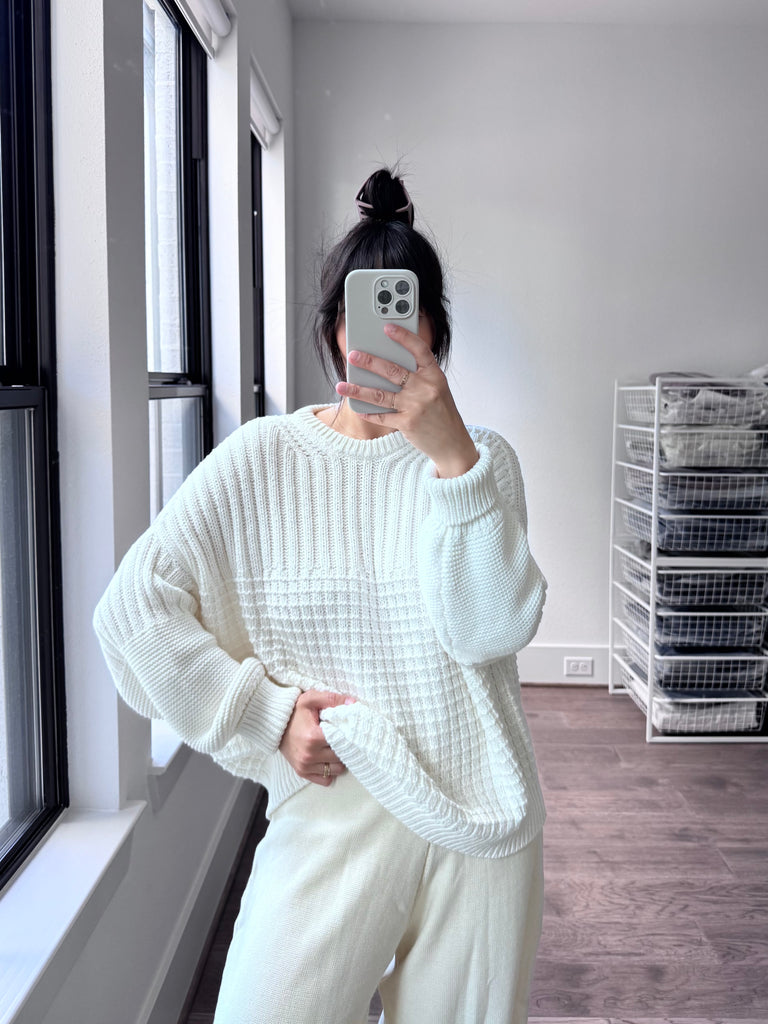 Delčia Cotton Sweater, Off White