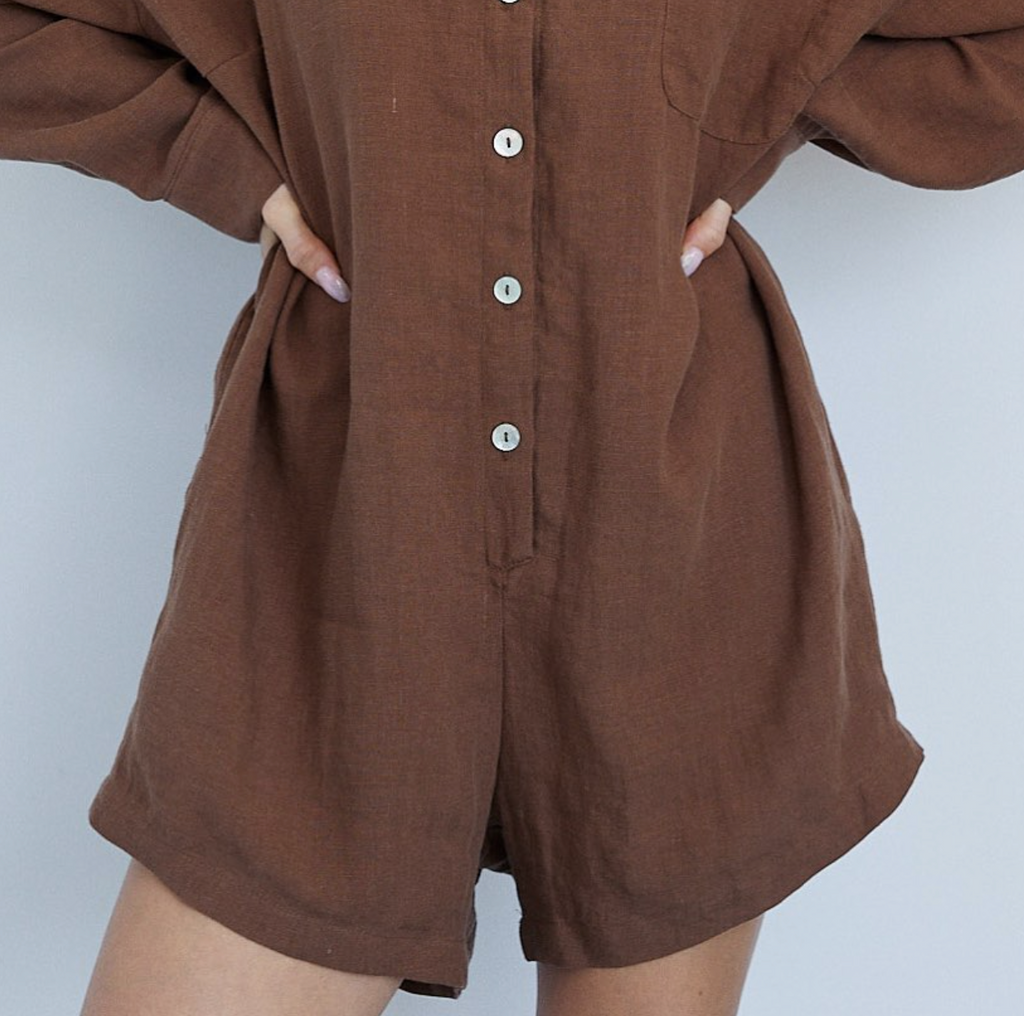 Playsuit, Chestnut Linen