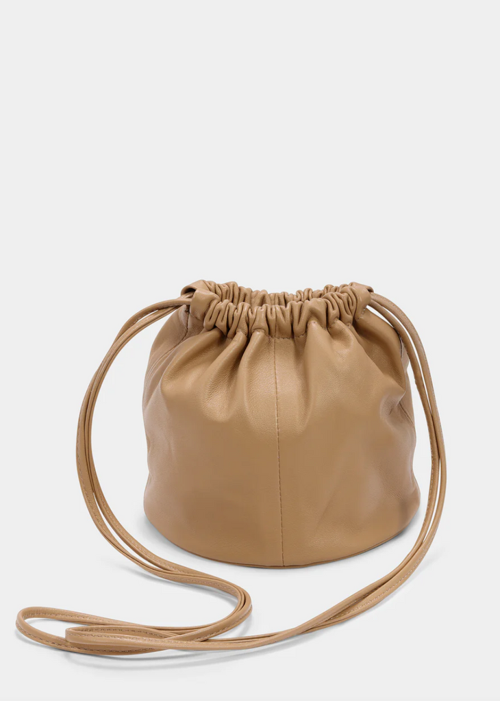 Mini Drum Drawstring Bucket, Camel