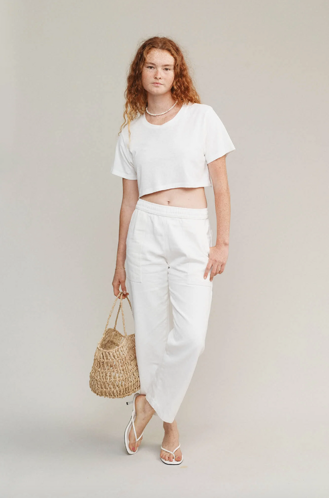 Super Cropped Lorel Tee, Washed White