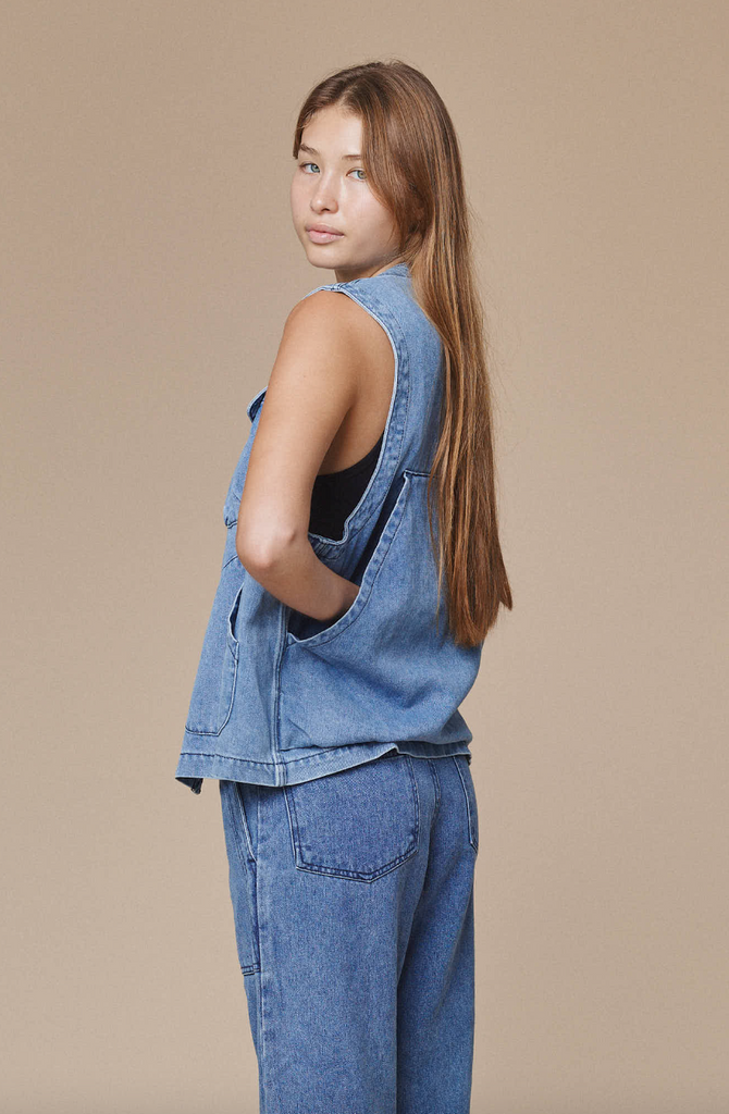 Falcon Vest, Light Wash Denim