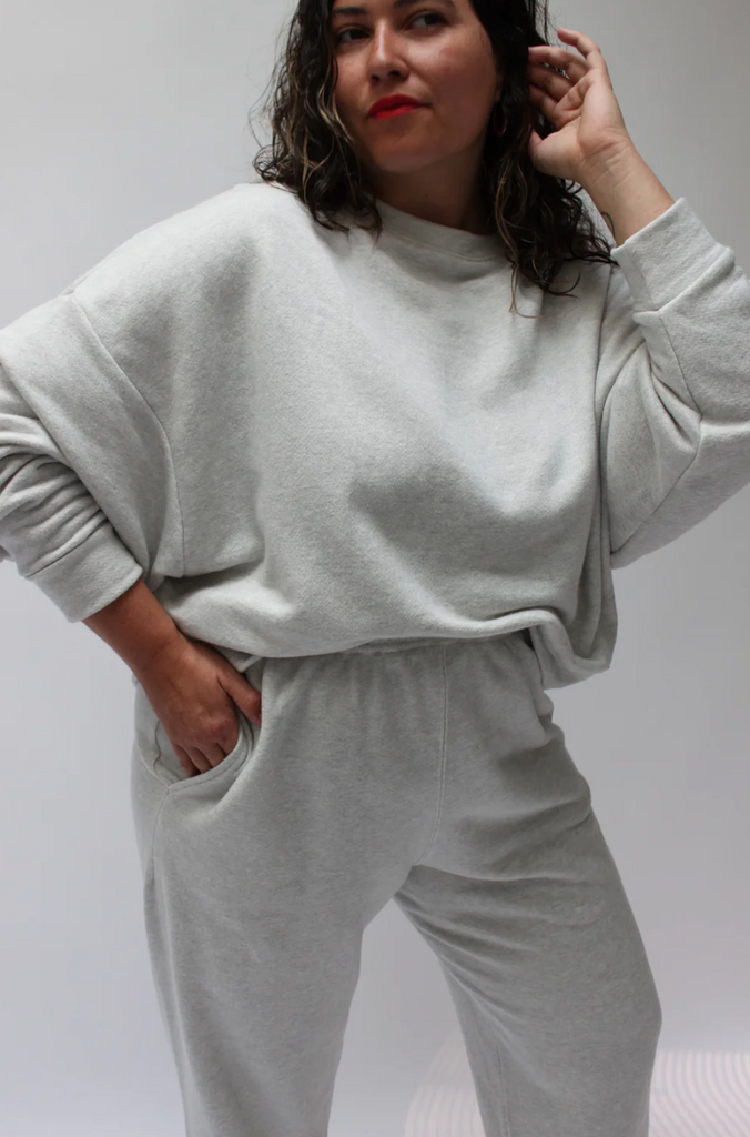 Margot Cotton Modal Cropped Sweatshirt, Dove