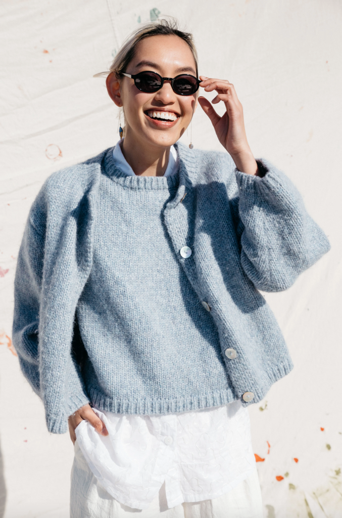 Sheba Cardigan Sweater, Powder