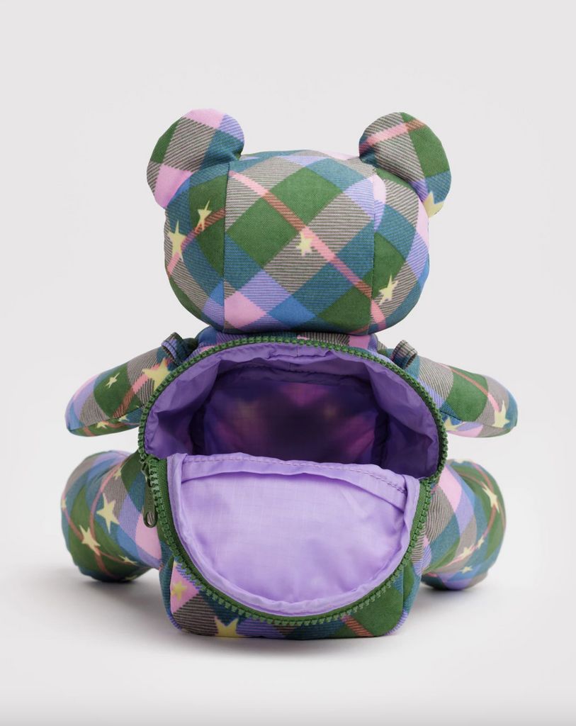 Bear Bag, Green Star Plaid