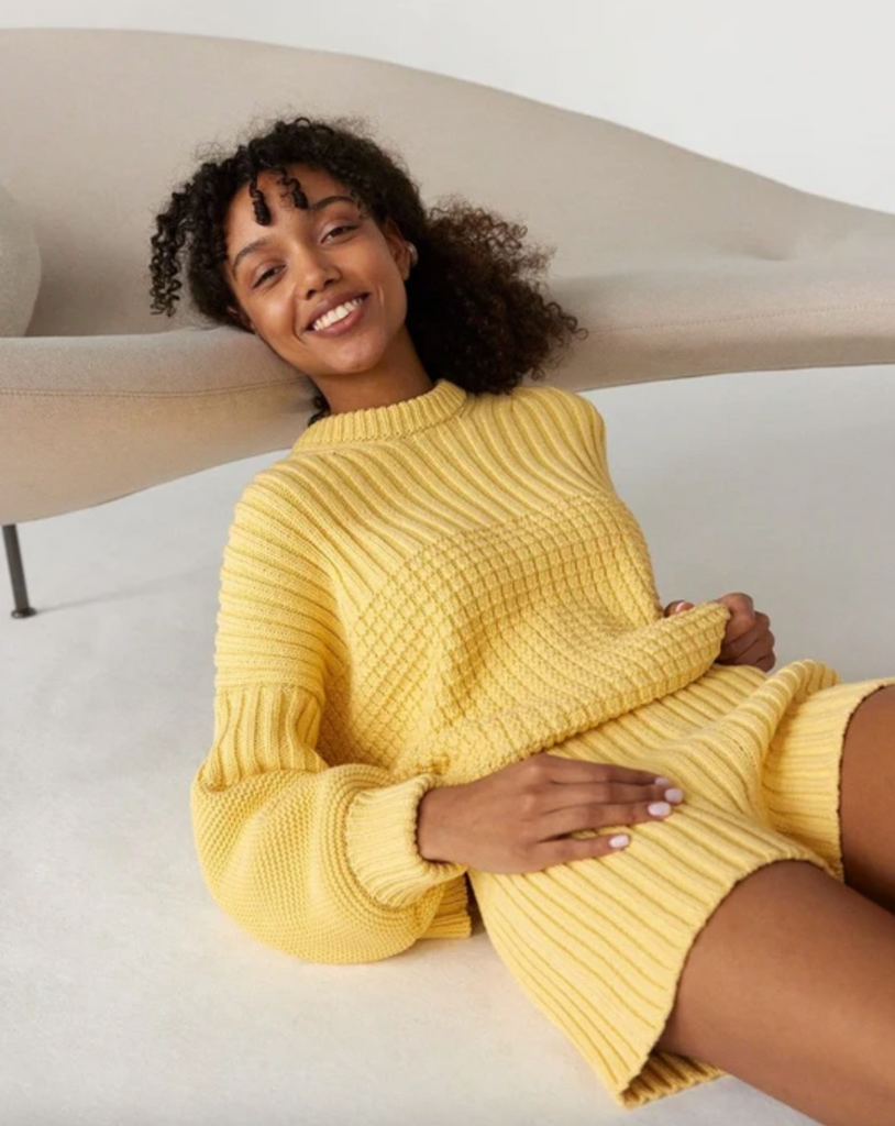 Delčia Cotton Sweater, Lemon