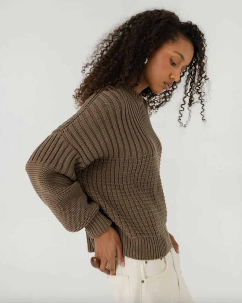Delčia Cotton Sweater, Earth Brown