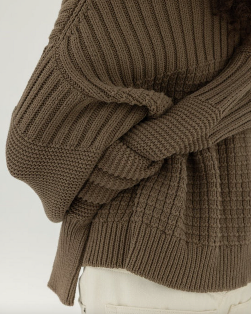 Delčia Cotton Sweater, Earth Brown