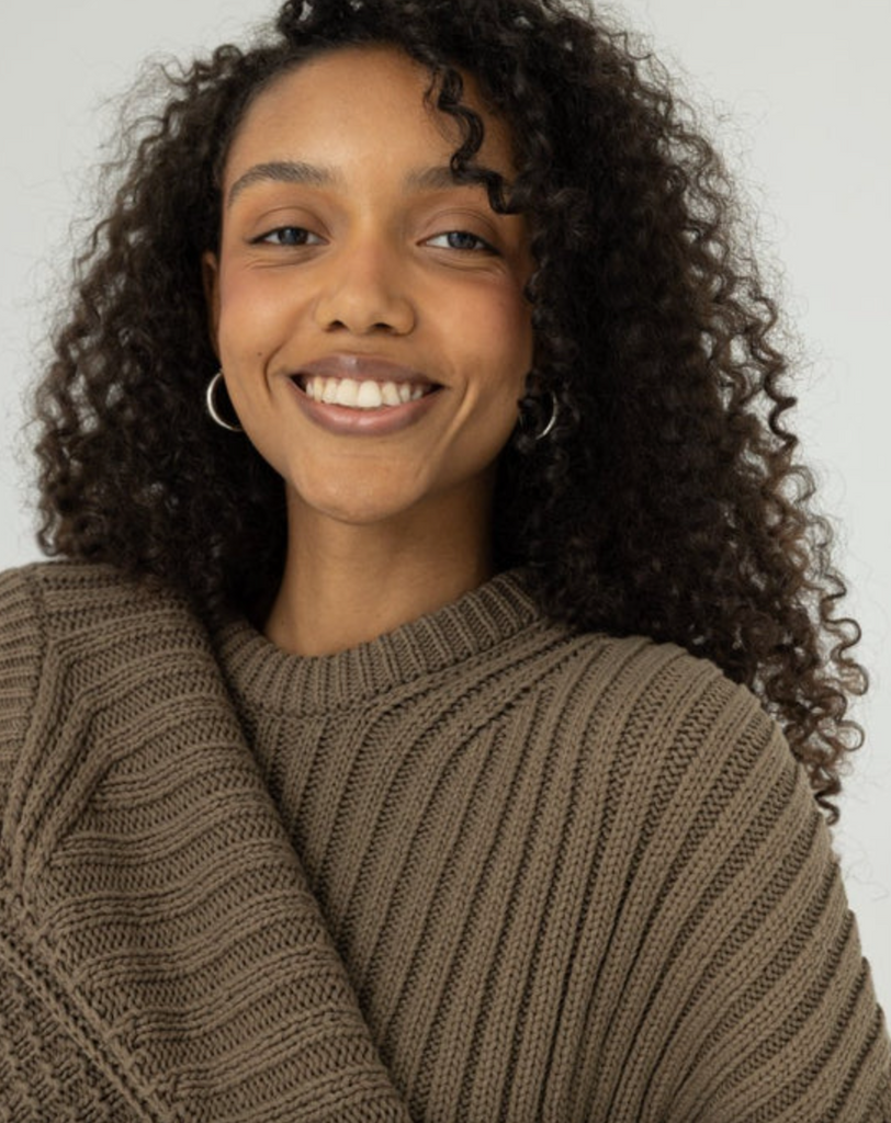 Delčia Cotton Sweater, Earth Brown