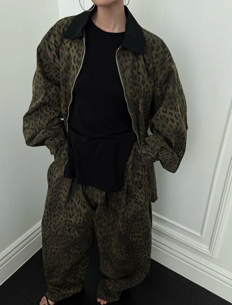 Genevieve Jacket, Olive Leopard