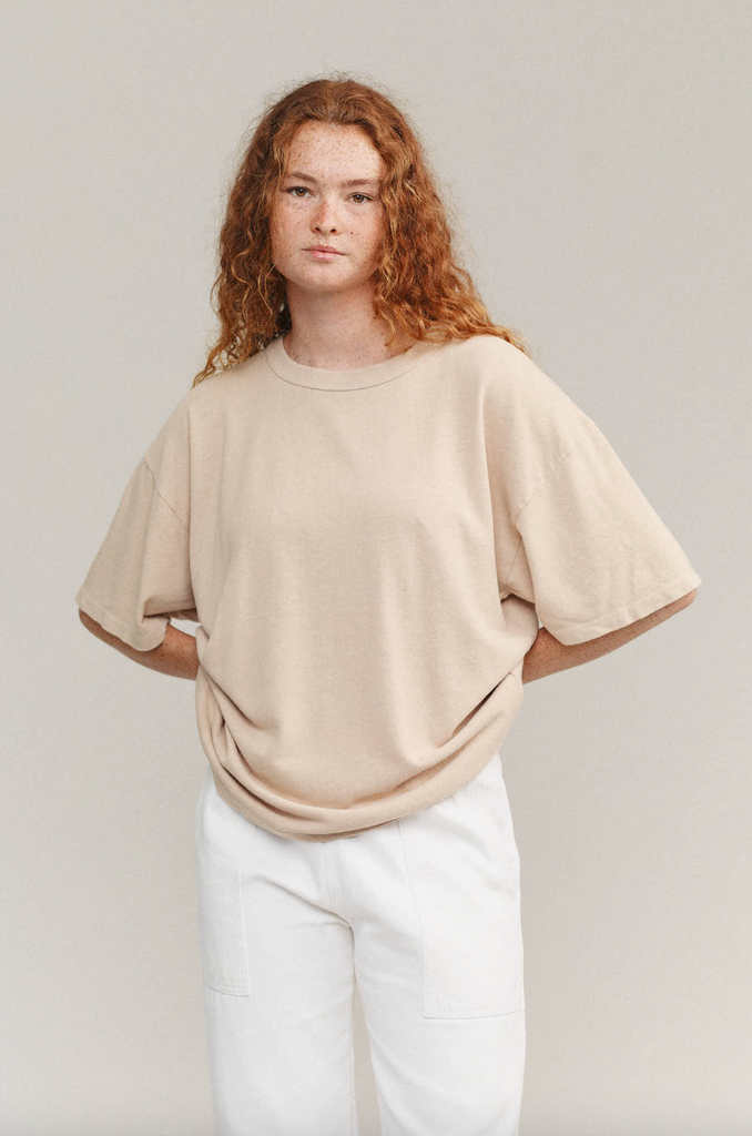 Vernon Oversized Tee, Oat Milk