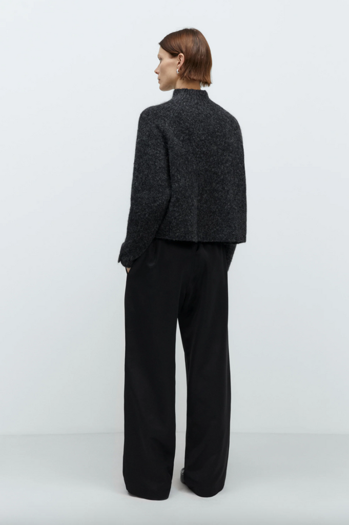 Baby Alpaca Polo Sweater, Anthracite