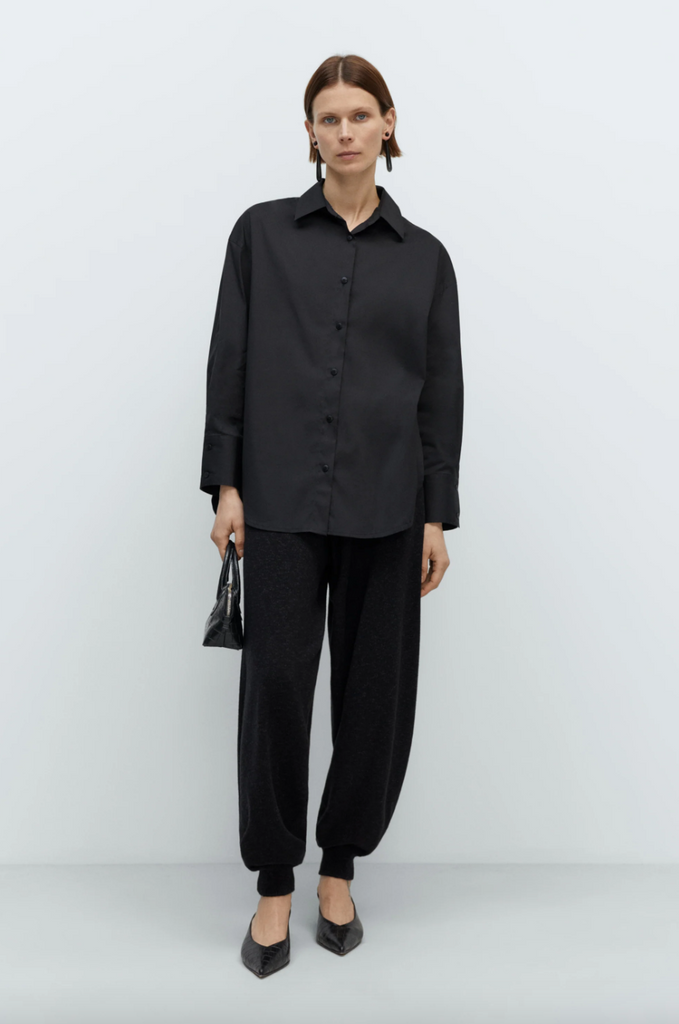 Flecked Cotton Pants, Anthracite