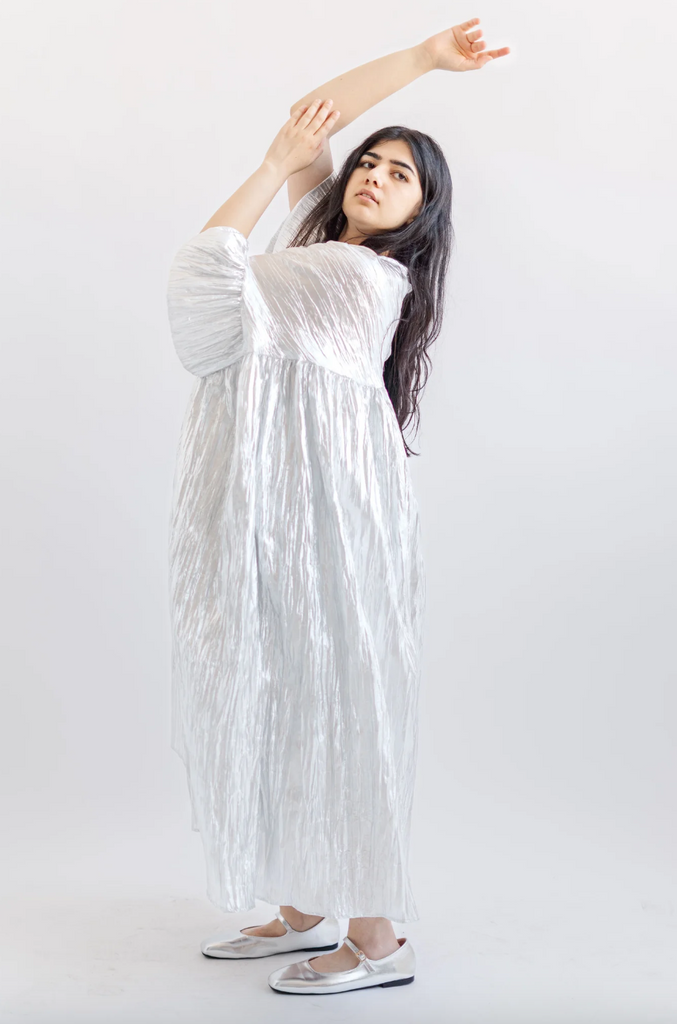 Mushroom Dress, Silver Metallic