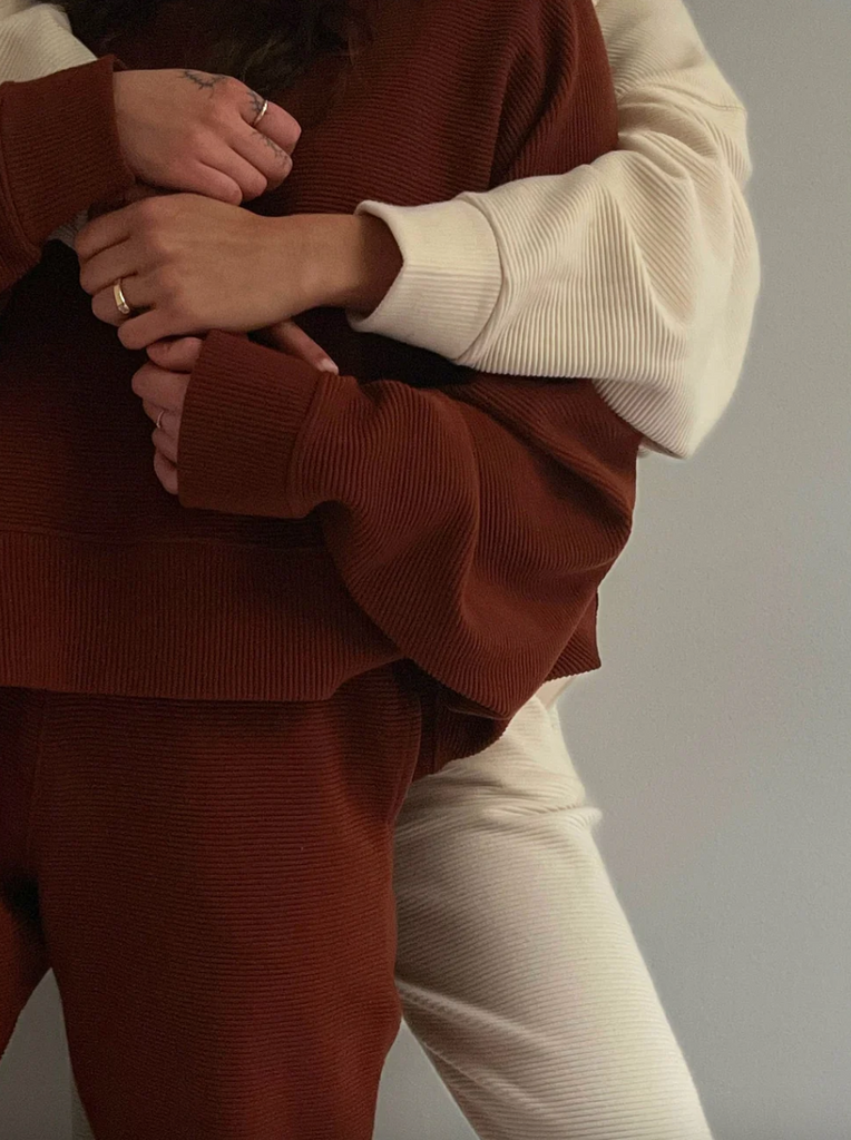 Margot Rippled Cotton Cropped Sweatshirt, Cinnamon