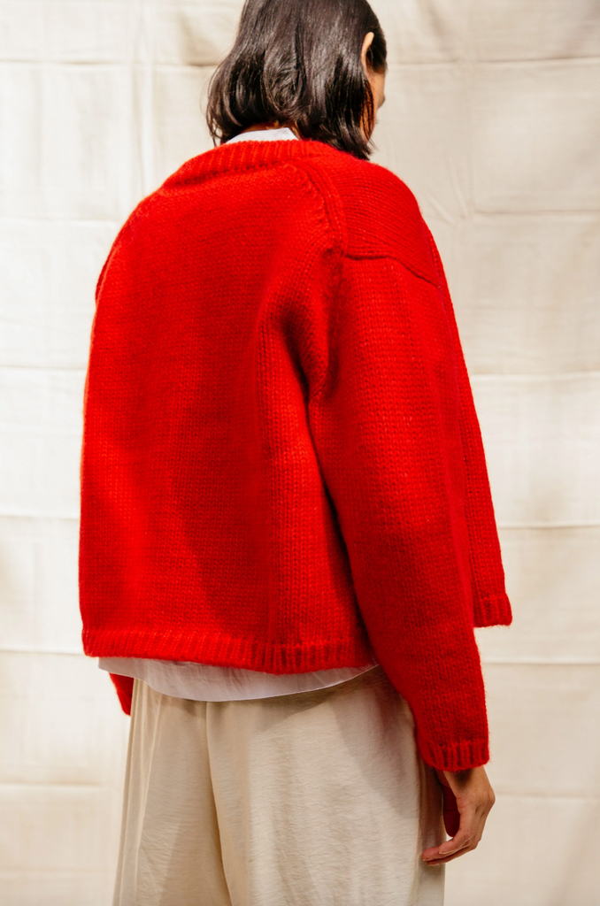 Sheba Cardigan Sweater, Habanero