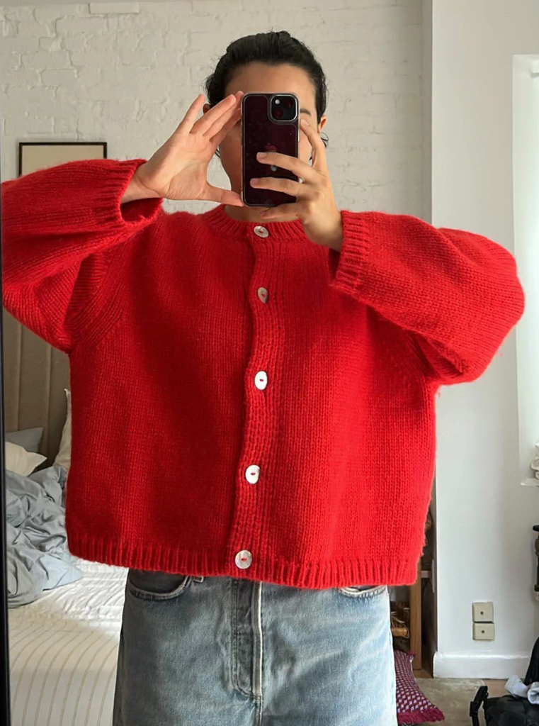 Sheba Cardigan Sweater, Habanero