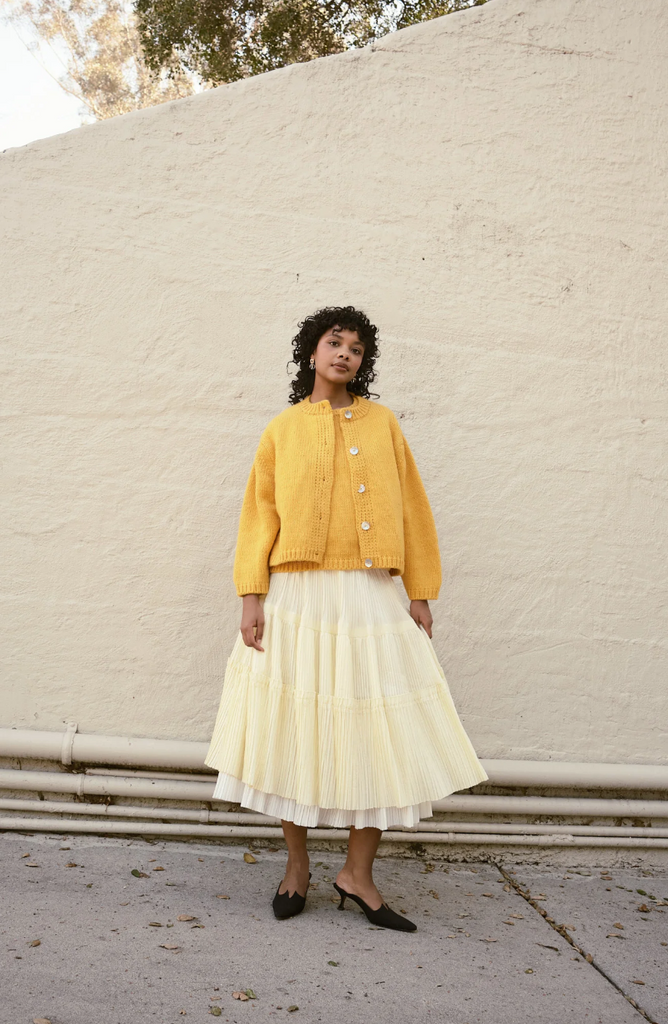 Sheba Cardigan Sweater, Dijon