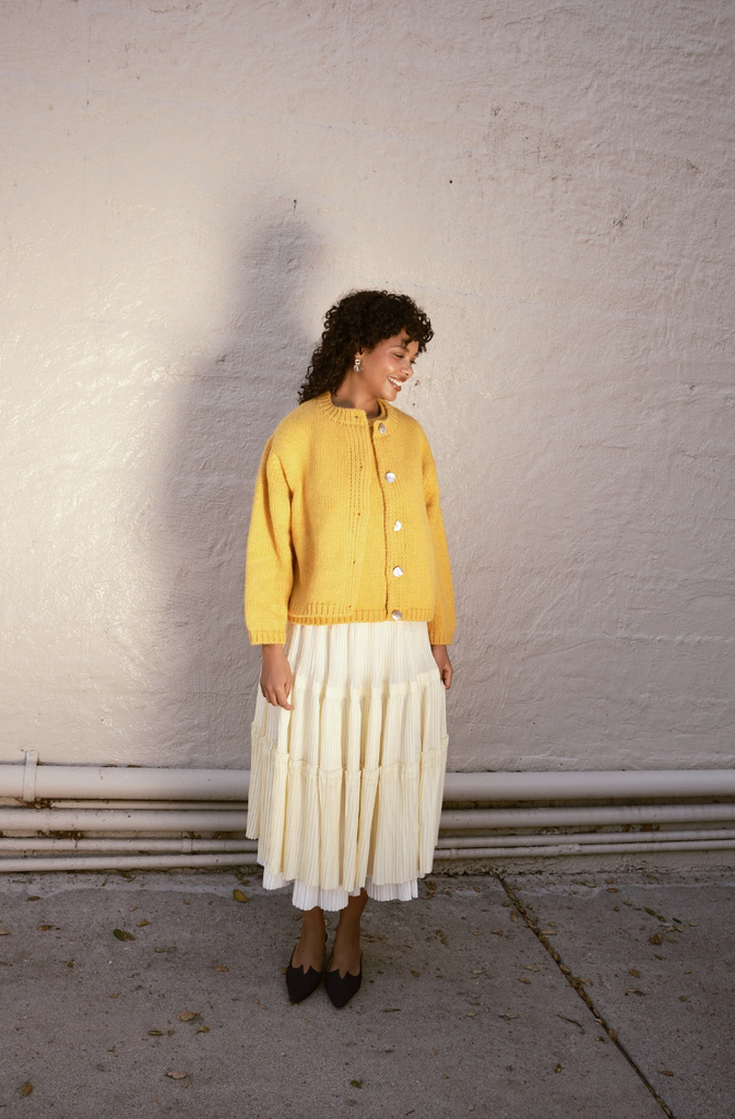 Sheba Cardigan Sweater, Dijon