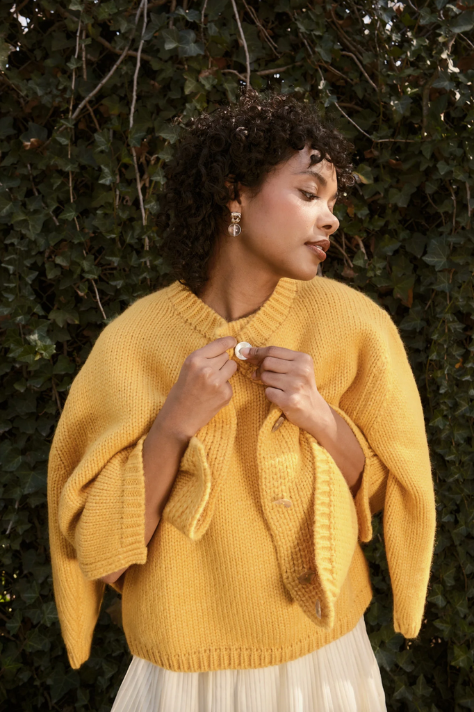 Sheba Cardigan Sweater, Dijon