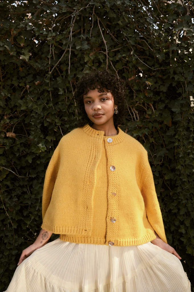 Sheba Cardigan Sweater, Dijon