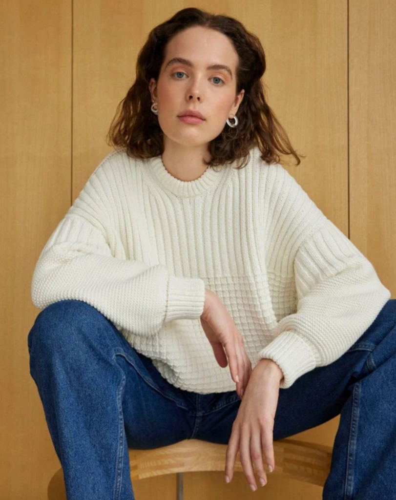 Delčia Cotton Sweater, Off White