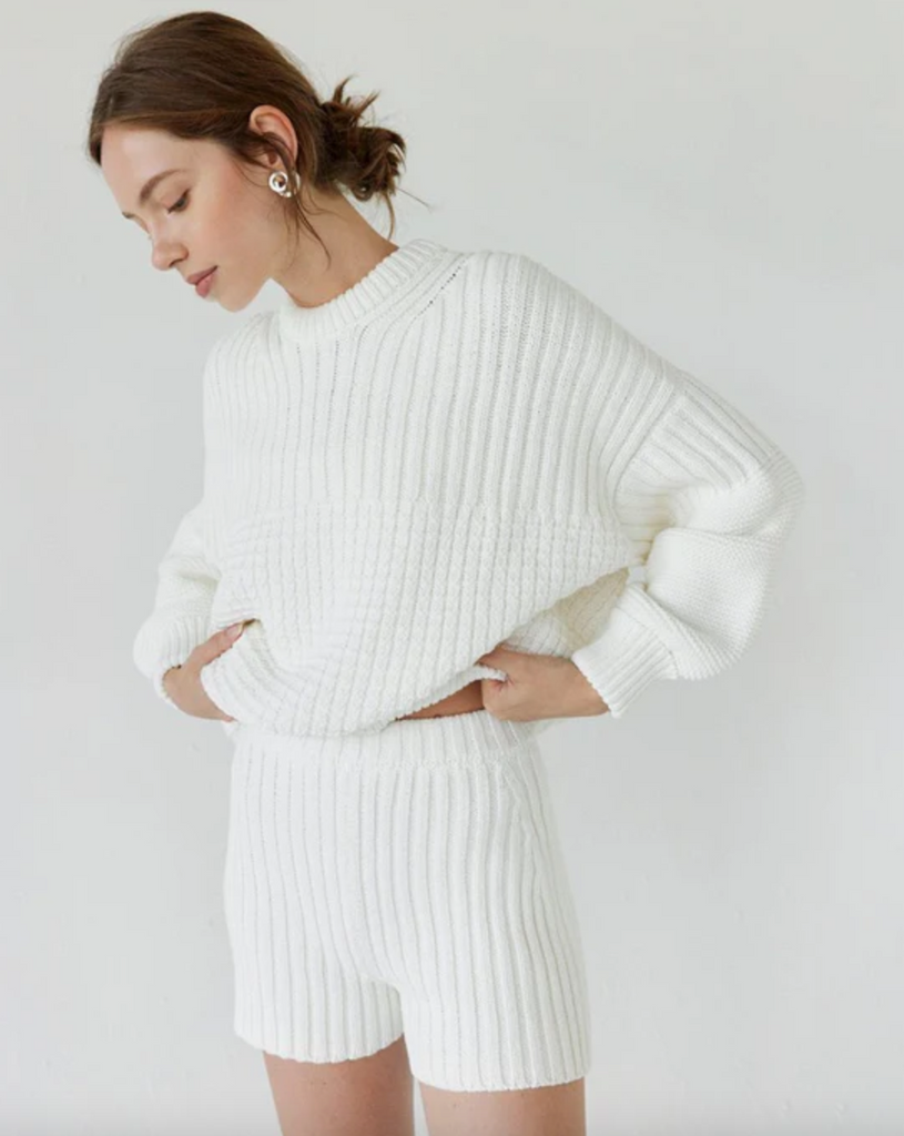 Delčia Cotton Sweater, Off White
