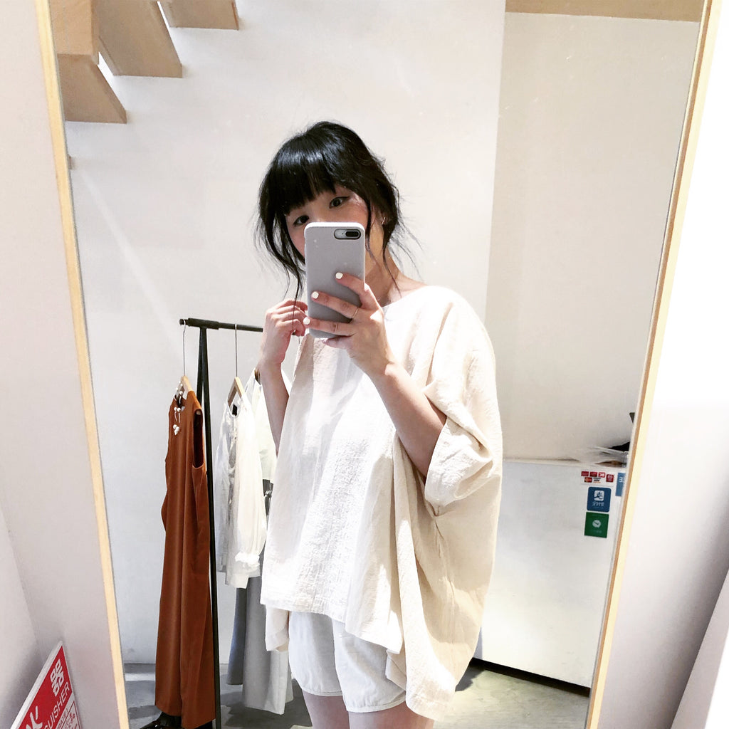 Cream Coarse Cotton Cube Top